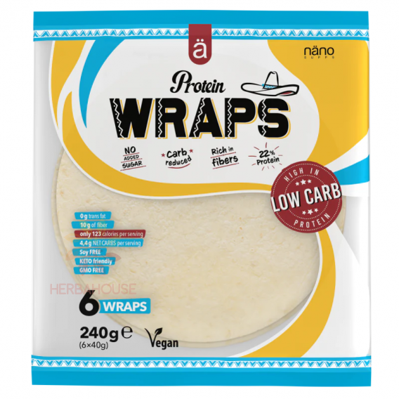 Obrázek pro Nanosupps Vegan Protein Wrap tortilla bez přidaného cukru 6ks (240g)