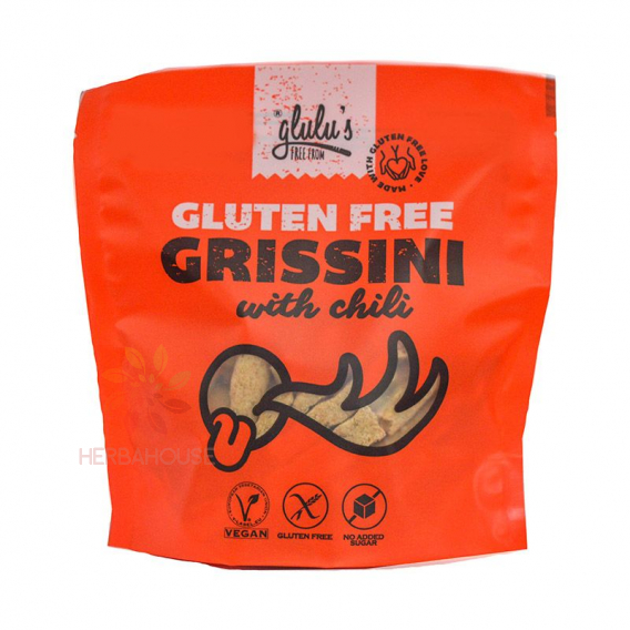 Obrázek pro Glulu's FreeFrom Vegan Bezlepkové Grissini s chili (100g)