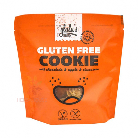 Obrázek pro Glulu's FreeFrom Vegan Bezlepkové Čokoládovo-jablečně-skořicové sušenky (100g)