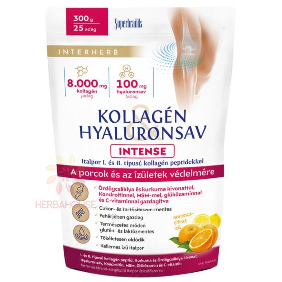 Obrázek pro Interherb Intense Prášek kolagen a kyselina hyaluronová se sladidlem - citron a pomeranč (300g)