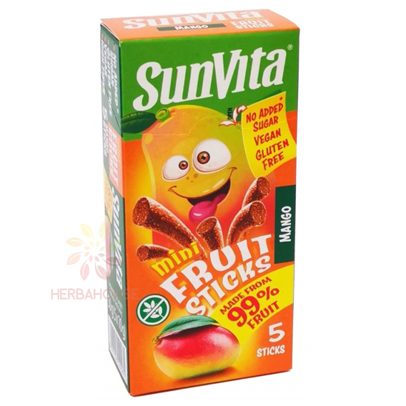 Obrázek pro SunVita Bezlepkové Mini ovocné tyčinky bez přidaného cukru - mango (50g)