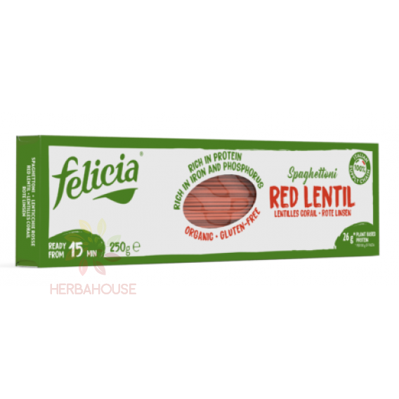 Obrázek pro Felicia Bio Bezlepkové těstoviny z červené čočky - špagety (250g)