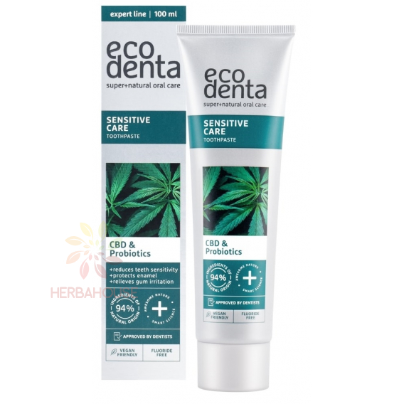 Obrázek pro Ecodenta Sensitve zubní pasta bez fluoridů s CBD a probiotiky na citlivé zuby (100ml)