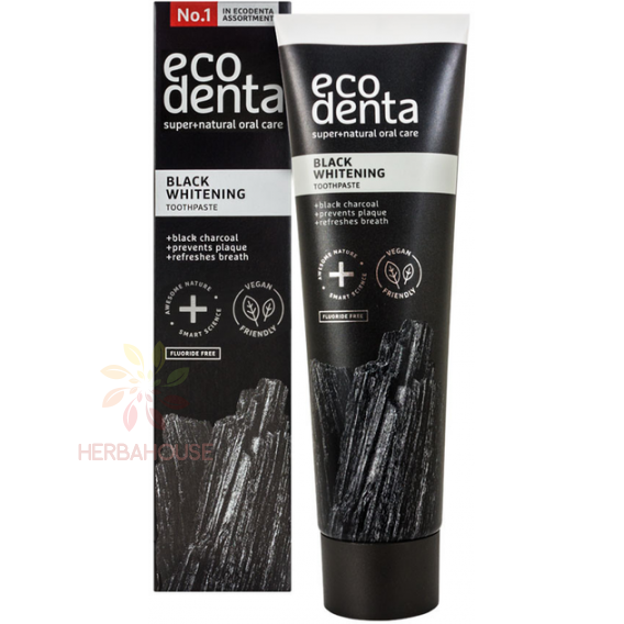 Obrázek pro Ecodenta Black Whitening bělící zubní pasta bez fluoridů (75ml)