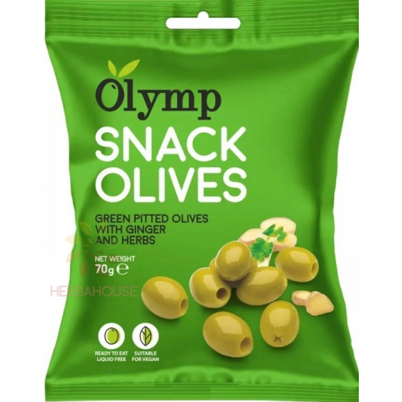 Obrázek pro Olymp Snack Zelené Olivy bez pecky se zázvorem a bylinkami (70g)