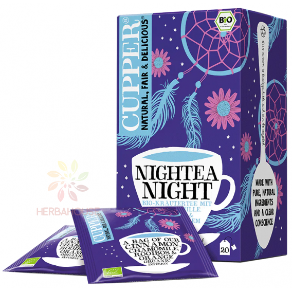 Obrázek pro Cupper® Nightea Night Bio Ovocně-bylinný čaj porcovaný se skořicí, heřmánkem, rooibosem a přírodním pomerančovým aroma (20ks)