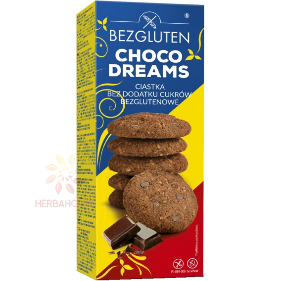 Obrázek pro Bezgluten Choco dreams Bezlepkové kakaové sušenky s kousky čokolády bez přidaného cukru (110g)