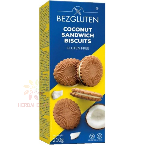 Obrázek pro Bezgluten Bezlepkové Kakaové sušenky s kokosovou nádivkou (210g)