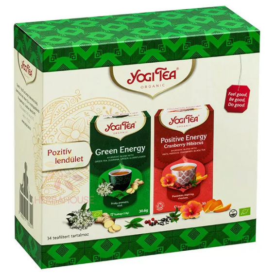 Obrázek pro Yogi Tea® Bio Ajurvédské čaje Zelená energie a Pozitivní energie - dárkové balení (34ks)