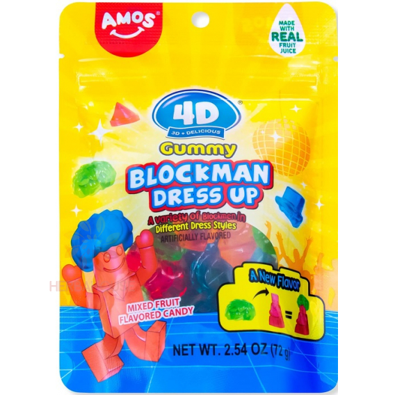 Obrázek pro Amos 4D Blockman dress up Gumové bonbony ovocný mix - figurky (85g)