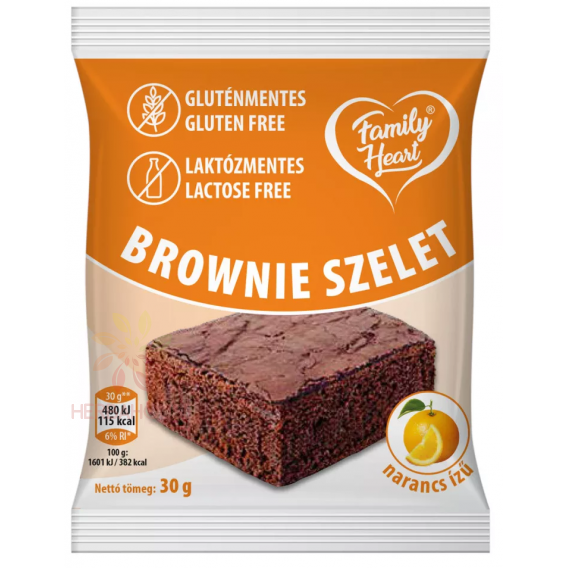 Obrázek pro Family Heart Bezlepkový a bezlaktózový Brownie řez kakaový s pomerančovou příchutí (30g)