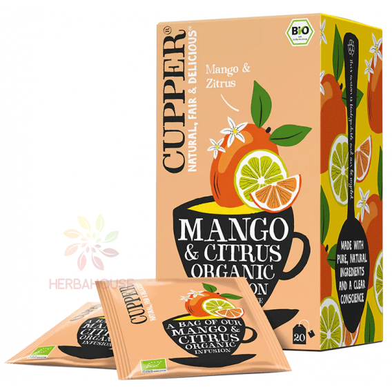 Obrázek pro Cupper® Mango & Citrus Bio ovocný čaj porcovaný mango a limetka (20ks)