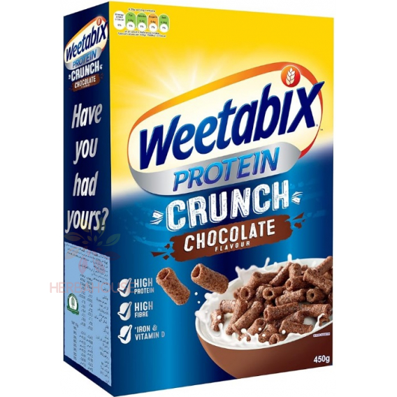 Obrázek pro Weetabix Protein Crunch Celozrnné pšeničné cereálie čokoládové (450g)