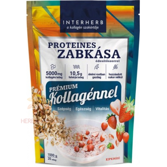 Obrázek pro Interherb Ovesná kaše bílkovinná s kolagenem se sladidlem s jahodovou příchutí (1000g)