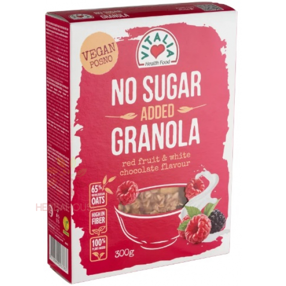 Obrázek pro Vitalia Vegan Granola se sladidly s červeným ovocem a bílou čokoládou (300g)