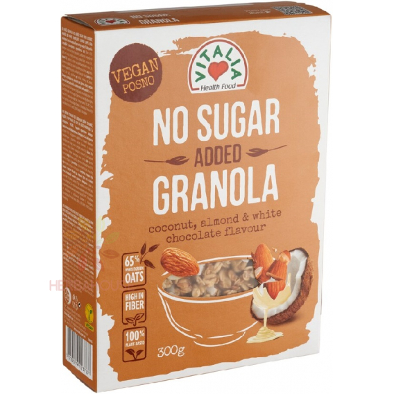 Obrázek pro Vitalia Vegan Granola se sladidly Kokosovo-mandlová s bílou čokoládou (300g)