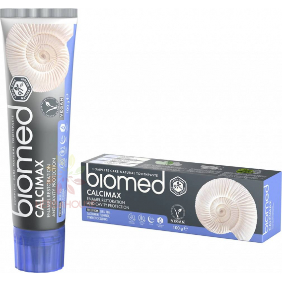 Obrázek pro Biomed Calcimax Bio přírodní remineralizační zubní pasta s extrakty z mořských řas a růžového jílu (100g)