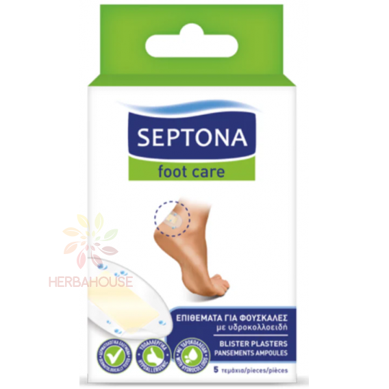 Obrázek pro Septona Foot Care náplasti na puchýře s hydrokoloidy - voděodolné (5ks)