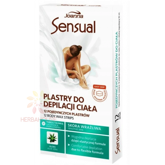 Obrázek pro Joanna Sensual Depilační pásky na tělo s Aloe Vera + olej po depilaci (12ks)