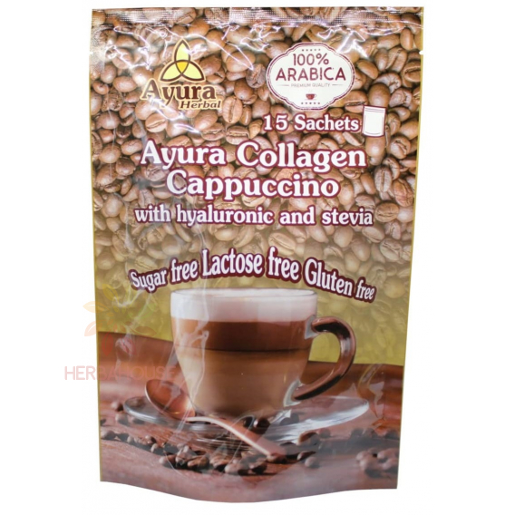 Obrázek pro Ayura Instantní kolagenové cappuccino s kyselinou hyaluronovou a stévií (15ks)