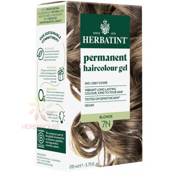 Obrázek pro Herbatint Přírodní permanentní barva na vlasy 7N - blond (170ml)