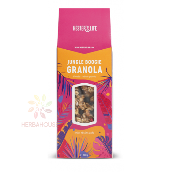 Obrázek pro Hester´s Life Jungle Boogie Bezlepková granola s borůvkami, malinami, kešu a slunečnicovými semínky bez přidaného cukru (300g)