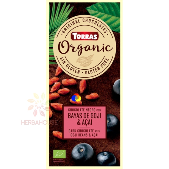 Obrázek pro Torras Bio Tmavá čokoláda s goji a acai (100g)
