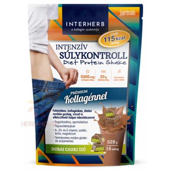 Obrázek pro Interherb Intenziv Diet Shake proteinový nápoj s kolagenem a sladidlem - dubajská čokoláda (528g)
