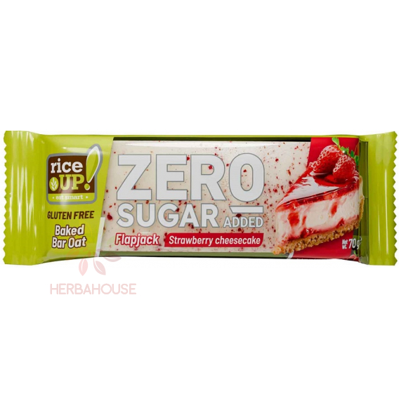 Obrázek pro Rice Up Zero Bezlepková ovesná tyčinka s příchutí jahodového cheesecaku bez přidaného cukru (70g)
