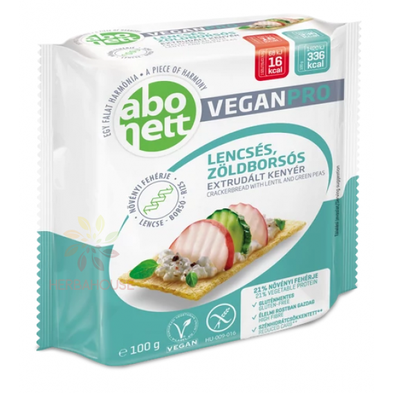 Obrázek pro Abonett VeganPro Bezlepkový extrudovaný chléb s čočkou a zeleným hráškem (100g)