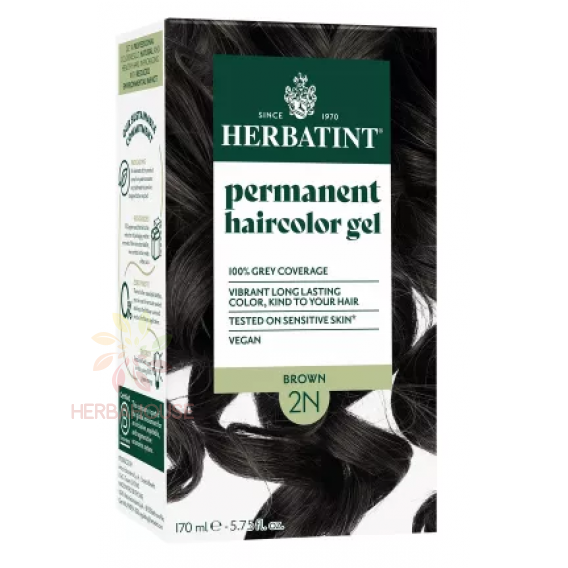 Obrázek pro Herbatint Přírodní permanentní barva na vlasy 2N - hnědá (170ml)