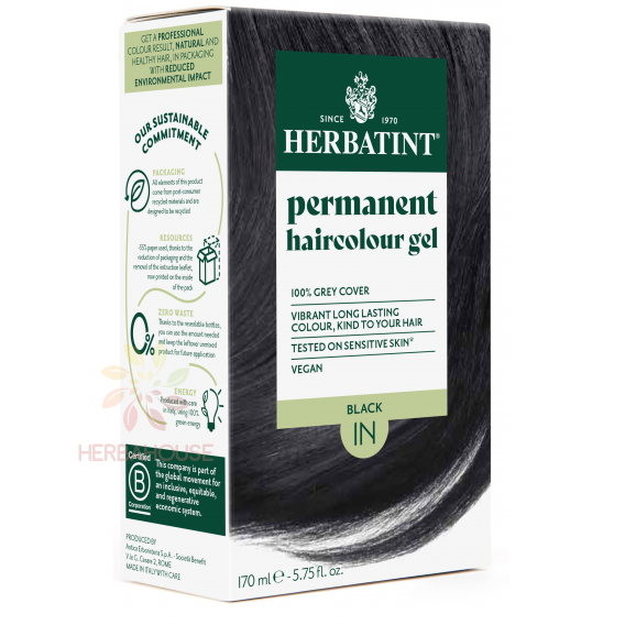 Obrázek pro Herbatint Přírodní permanentní barva na vlasy 1N - černá (170ml)