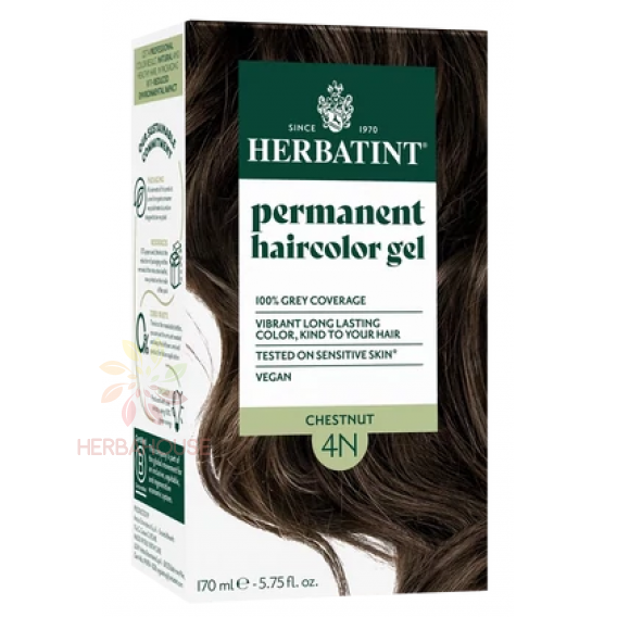 Obrázek pro Herbatint Přírodní permanentní barva na vlasy 4N - kaštan (170ml)