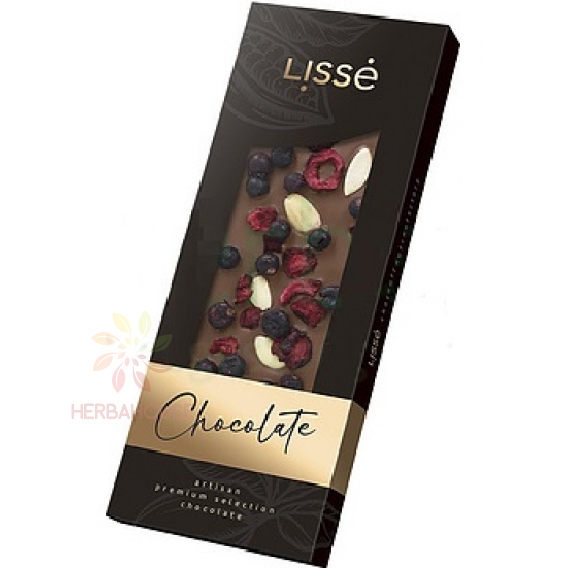 Obrázek pro Lissé Mléčná čokoláda s rybízem, višněmi a mandlemi se sladidlem (100g)