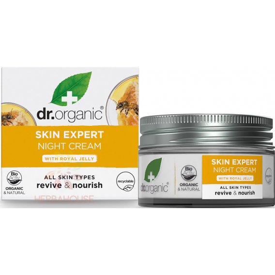 Obrázek pro Dr. Organic Royal Jelly Bio Hydratační Noční krém na obličej s mateří kašičkou (50ml)