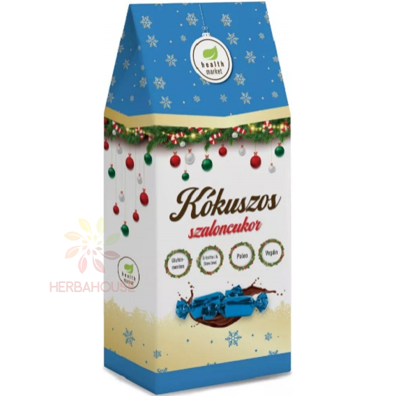 Obrázek pro Health Market Bezlepkové, Vegan, Paleo Salonky Kokosová příchuť v kokosové mléčné čokoládě se sladidly (250g)