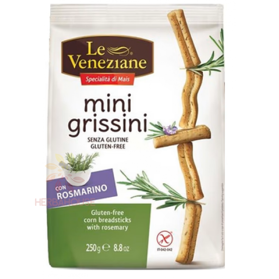 Obrázek pro Le Veneziane Mini Grissini Bezlepkové kukuřičné tyčinky s rozmarýnem (250g)