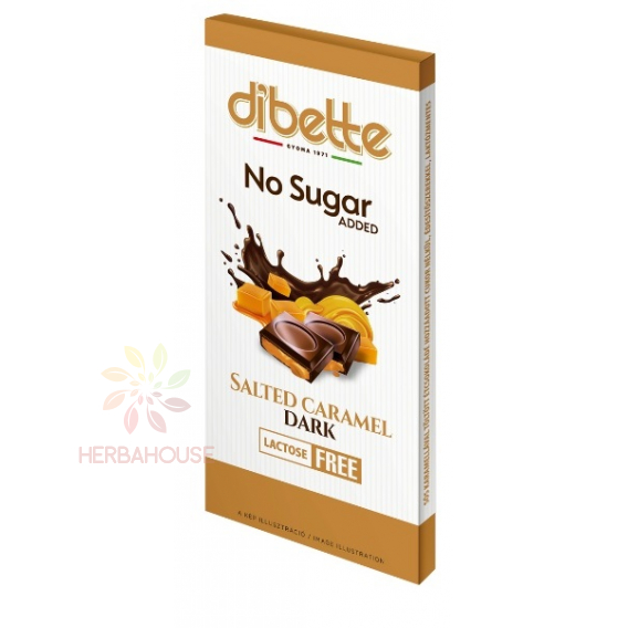 Obrázek pro Dibette NAS Hořká čokoláda plněná krémem s příchutí slaného karamelu se sladidlem (80g)