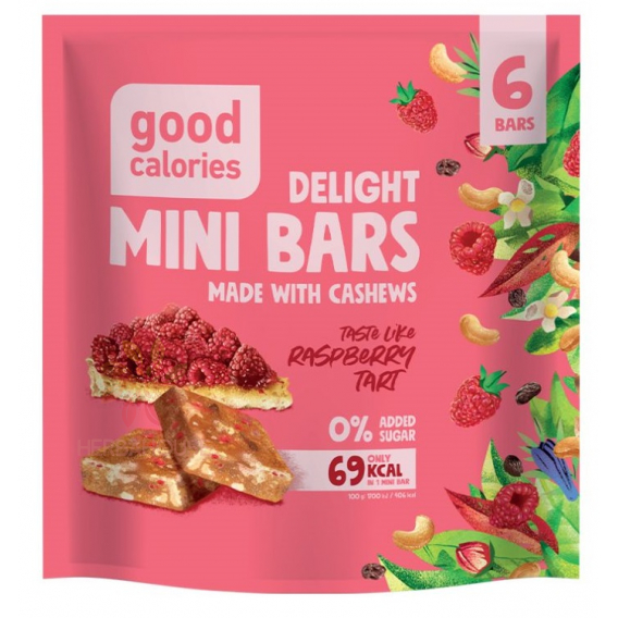 Obrázek pro Good Calories Datlové mini tyčinky s kešu ořechy a malinami bez přidaného cukru (102g)