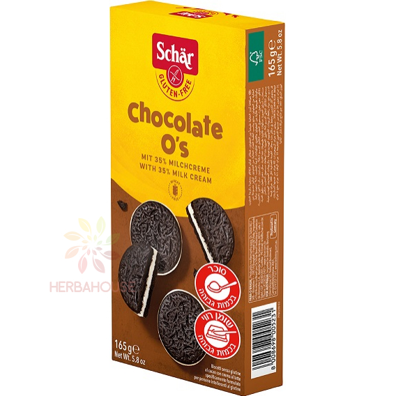 Obrázek pro Schär Chocolate O's bezlepkové sušenky kakaové s mléčnou náplní (165g)