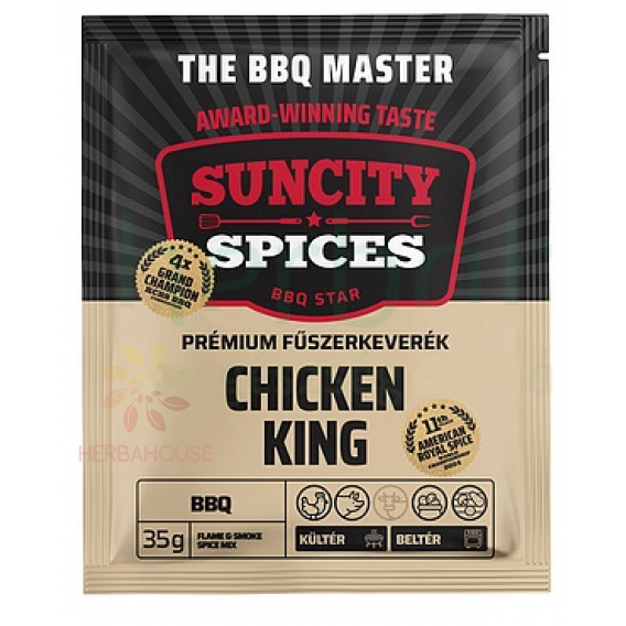 Obrázek pro SunCity Prémiové Chicken King BBQ koření – grilovací směs na kuřecí a krůtí maso (35g)