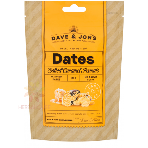 Obrázek pro Dave & Jon's Datle s příchutí slaného karamelu s arašídy (125g)