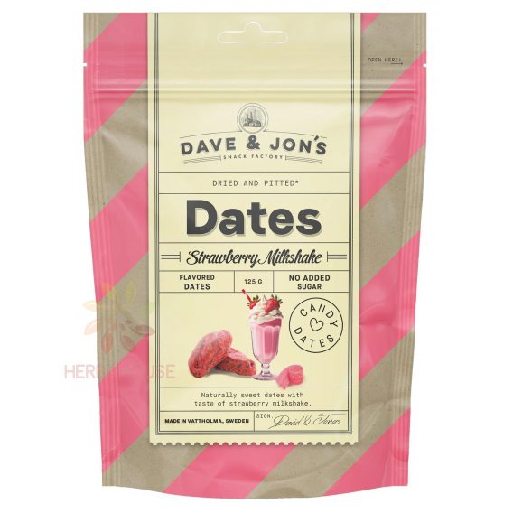 Obrázek pro Dave & Jon's Strawberry Milkshake Datle s příchutí jahodového mléčného koktejlu (125g)