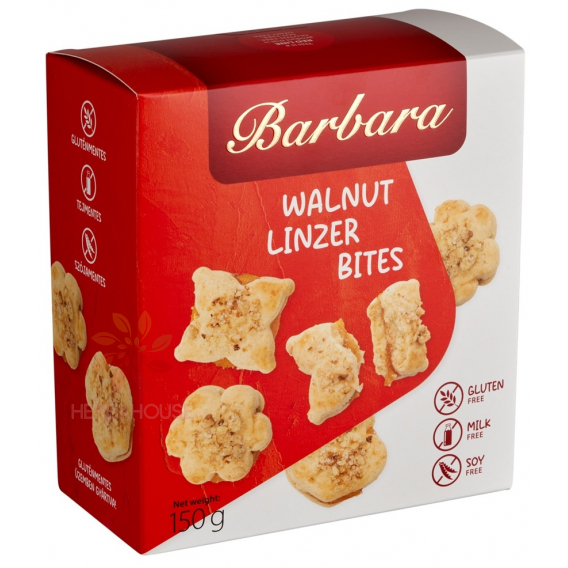 Obrázek pro Barbara Bezlepkový linzer s meruňkovou náplní a ořechy (150g)