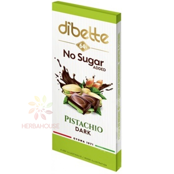 Obrázek pro Diabette Choco Hořká čokoláda se sladidlem plněná krémem s pistáciovou příchutí (80g)