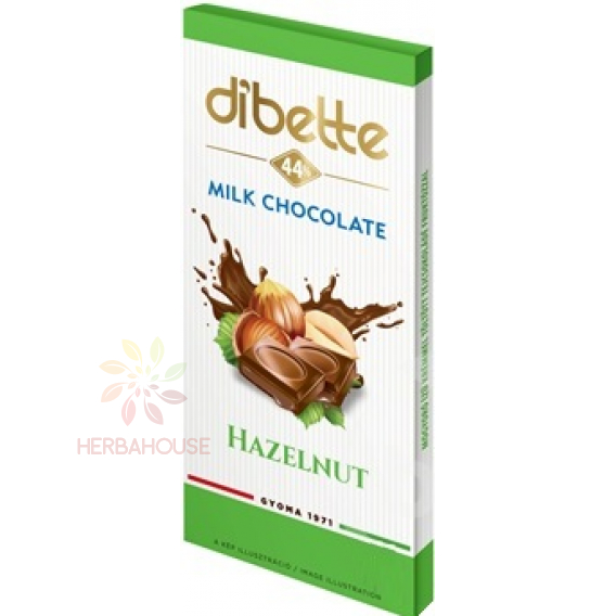 Obrázek pro Diabette Choco Mléčná čokoláda s fruktózou plněná kakaovým krémem s lískovo-oříškovou příchutí (80g)