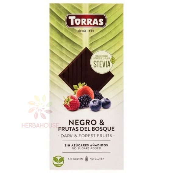 Obrázek pro Torras Bezlepková hořká čokoláda s lesním ovocem bez přidaného cukru (125g)