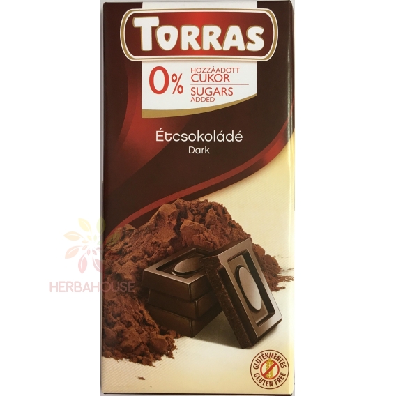 Obrázek pro Torras Bezlepková hořká čokoláda bez přidaného cukru (75g)