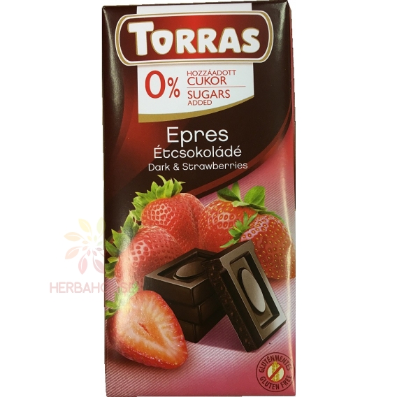 Obrázek pro Torras Bezlepková hořká čokoláda s jahodou bez přidaného cukru (75g)