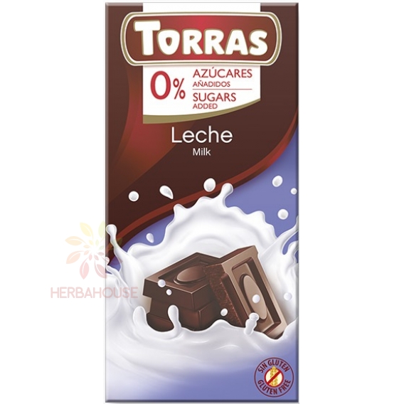 Obrázek pro Torras Bezlepková mléčná čokoláda bez přidaného cukru (75g)